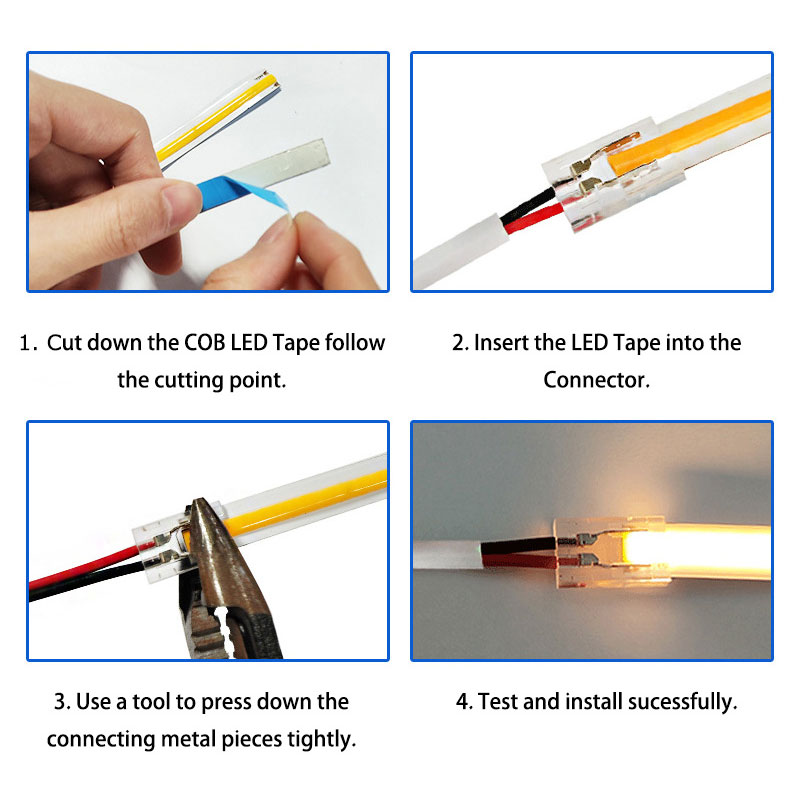 2-Pin Single Color COB LED Strip DC Female Plug Connector 2-Pin Single Color COB LED Strip DC Female Plug Connector